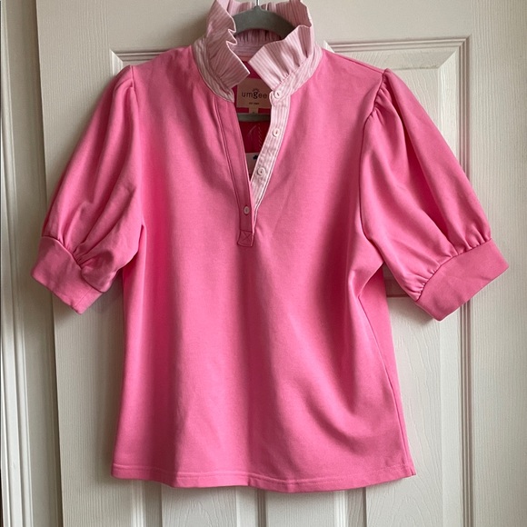 Umgee Tops - NWT Umgee Pink Preppy Collar Top M